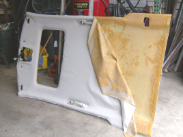 We remove the headliner shell to recover it correctly 